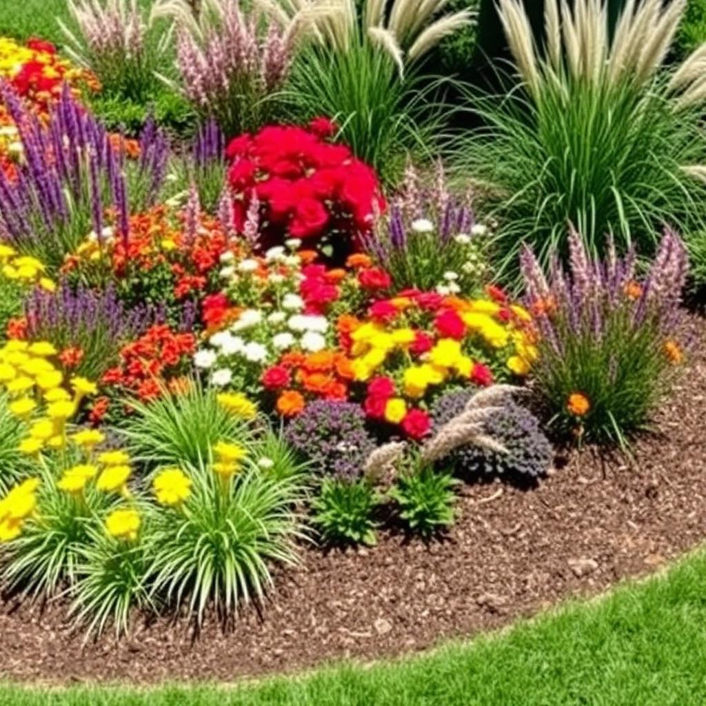 A colorful perennial garden bed